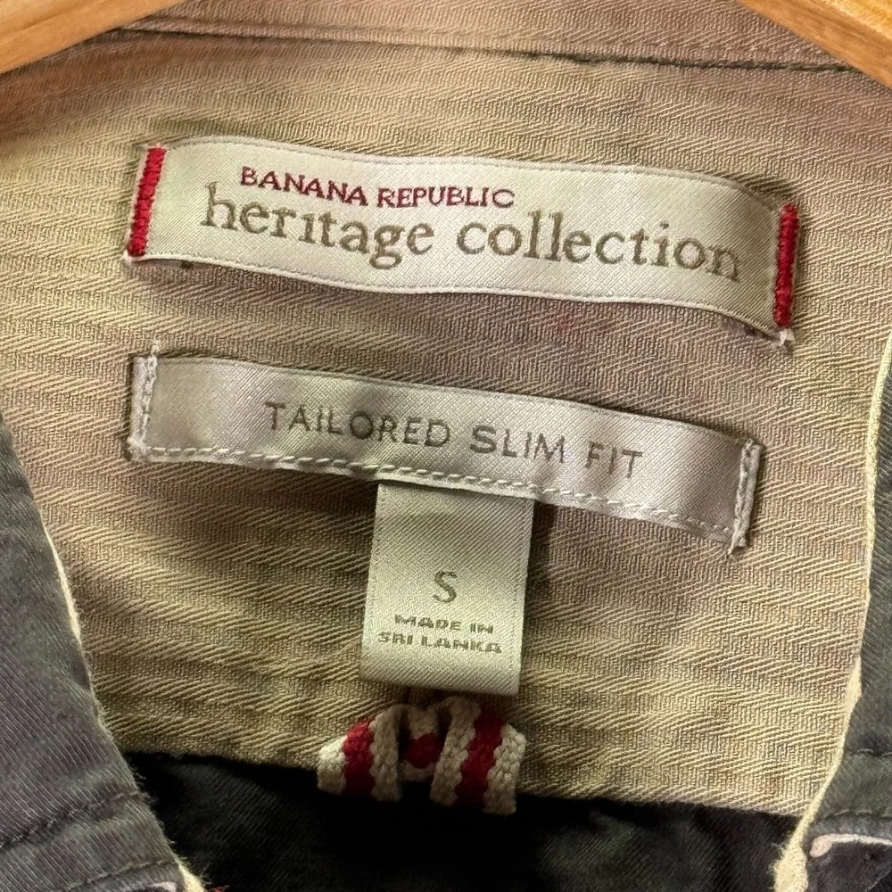 Banana Republic Heritage Collection Button Up Shirt Mens Small Brown Elbow Patch